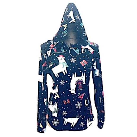 Llama Pajama Top Hoodie Size Small 3-5 Junior Girl Hood Long Sleeve - Picture 14 of 14